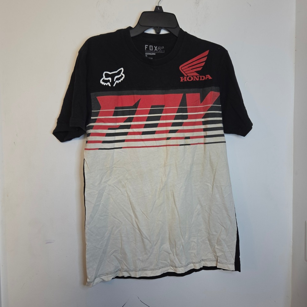 Fox Racing Honda T Shirt Mens Medium Black White Red Graphic Motocross Racing